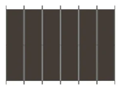 Biombo divisor de 6 paneles de tela marrón 300x220 cm ES606912