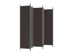 Biombo divisor de 6 paneles de tela marrón 300x220 cm ES606912