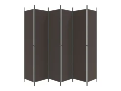 Biombo divisor de 6 paneles de tela marrón 300x220 cm ES606912