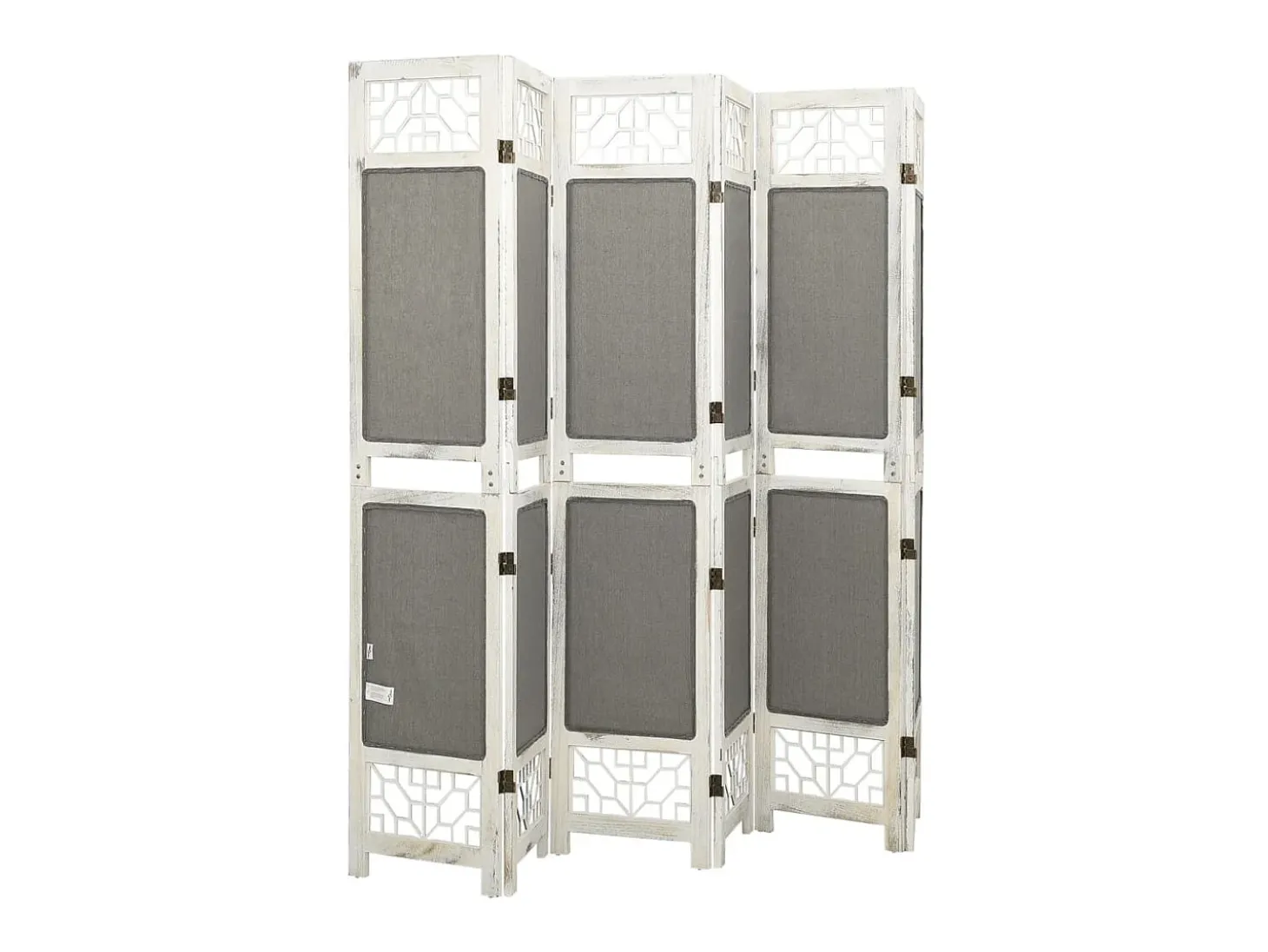 Biombo divisor de 6 paneles de tela gris 210x165 cm ES717133