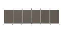 Biombo divisor de 6 paneles de tela gris antracita 520x180 cm ES709743