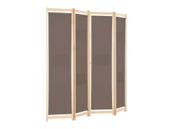 Biombo divisor de 4 paneles de tela marrón 160x170x4 cm ES512457