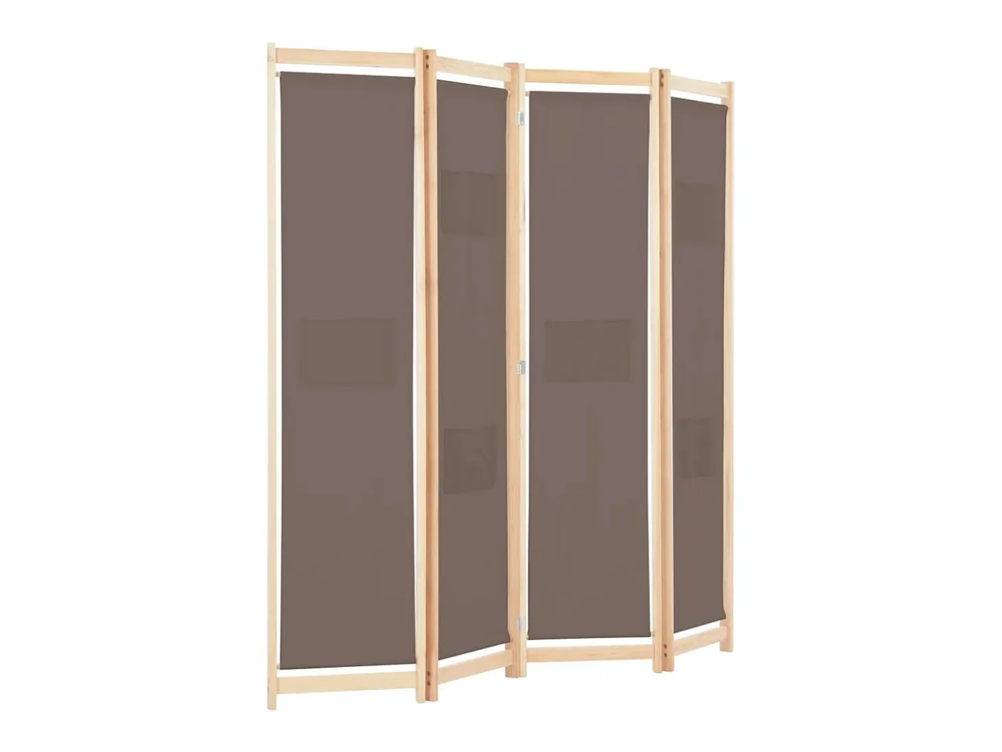 Biombo divisor de 4 paneles de tela marrón 160x170x4 cm ES512457