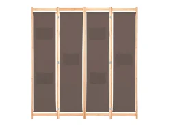 Biombo divisor de 4 paneles de tela marrón 160x170x4 cm ES512457