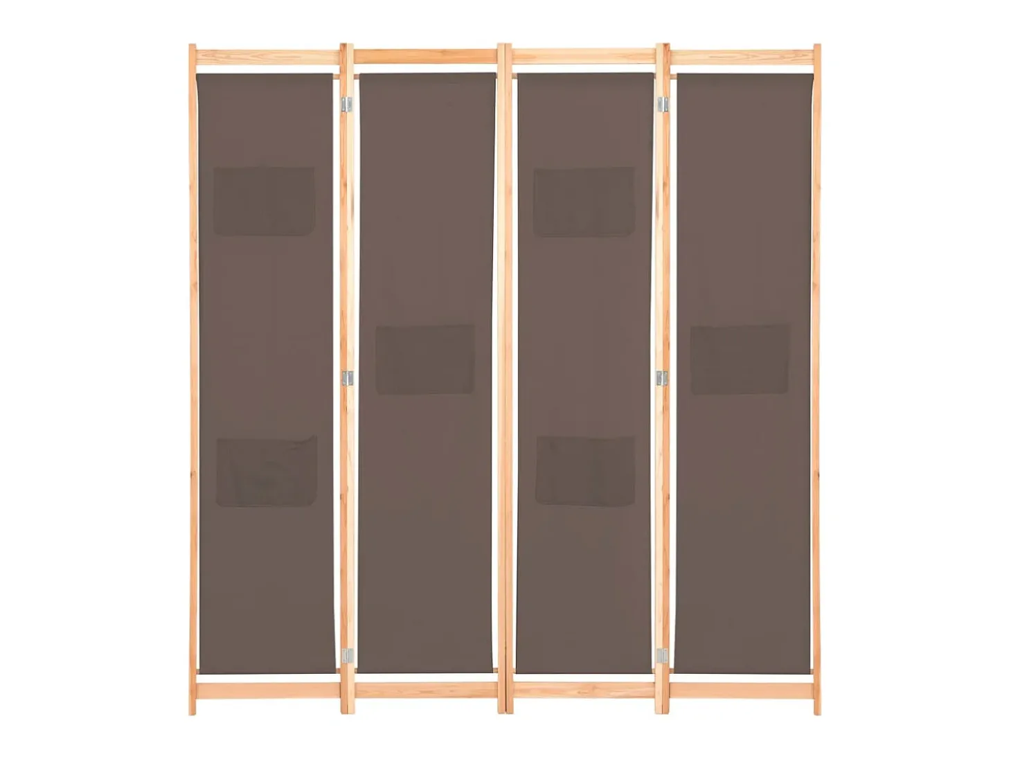 Biombo divisor de 4 paneles de tela marrón 160x170x4 cm ES512457