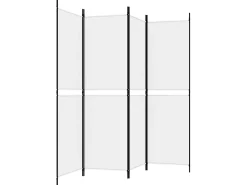 Biombo divisor de 4 paneles de tela blanco 200x180 cm ES757429