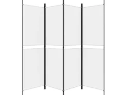 Biombo divisor de 4 paneles de tela blanco 200x180 cm ES757429