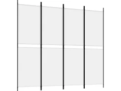 Biombo divisor de 4 paneles de tela blanco 200x180 cm ES757429