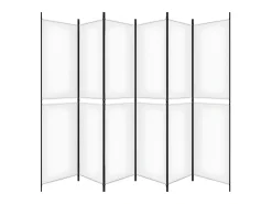 Biombo divisor de 6 paneles de tela blanco 300x220 cm ES661032