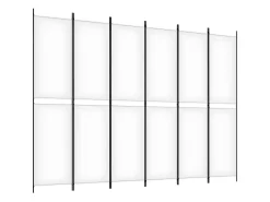 Biombo divisor de 6 paneles de tela blanco 300x220 cm ES661032