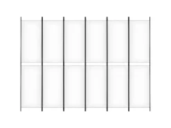 Biombo divisor de 6 paneles de tela blanco 300x220 cm ES661032