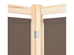 Biombo divisor de 3 paneles de tela marrón 120x170x4 cm ES938514