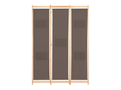 Biombo divisor de 3 paneles de tela marrón 120x170x4 cm ES938514