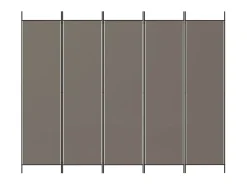 Biombo divisor de 5 paneles de tela gris antracita 250x220 cm ES201364