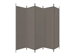 Biombo divisor de 5 paneles de tela gris antracita 250x220 cm ES201364