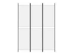 Biombo divisor de 3 paneles de tela blanco 150x200 cm ES123832