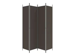 Biombo divisor de 4 paneles de tela marrón 200x220 cm ES400565