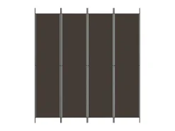 Biombo divisor de 4 paneles de tela marrón 200x220 cm ES400565
