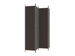Biombo divisor de 4 paneles de tela marrón 200x220 cm ES400565