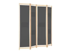 Biombo divisor de 4 paneles de tela gris 160x170x4 cm ES754646