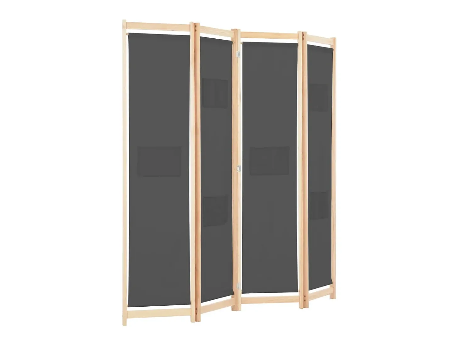 Biombo divisor de 4 paneles de tela gris 160x170x4 cm ES754646