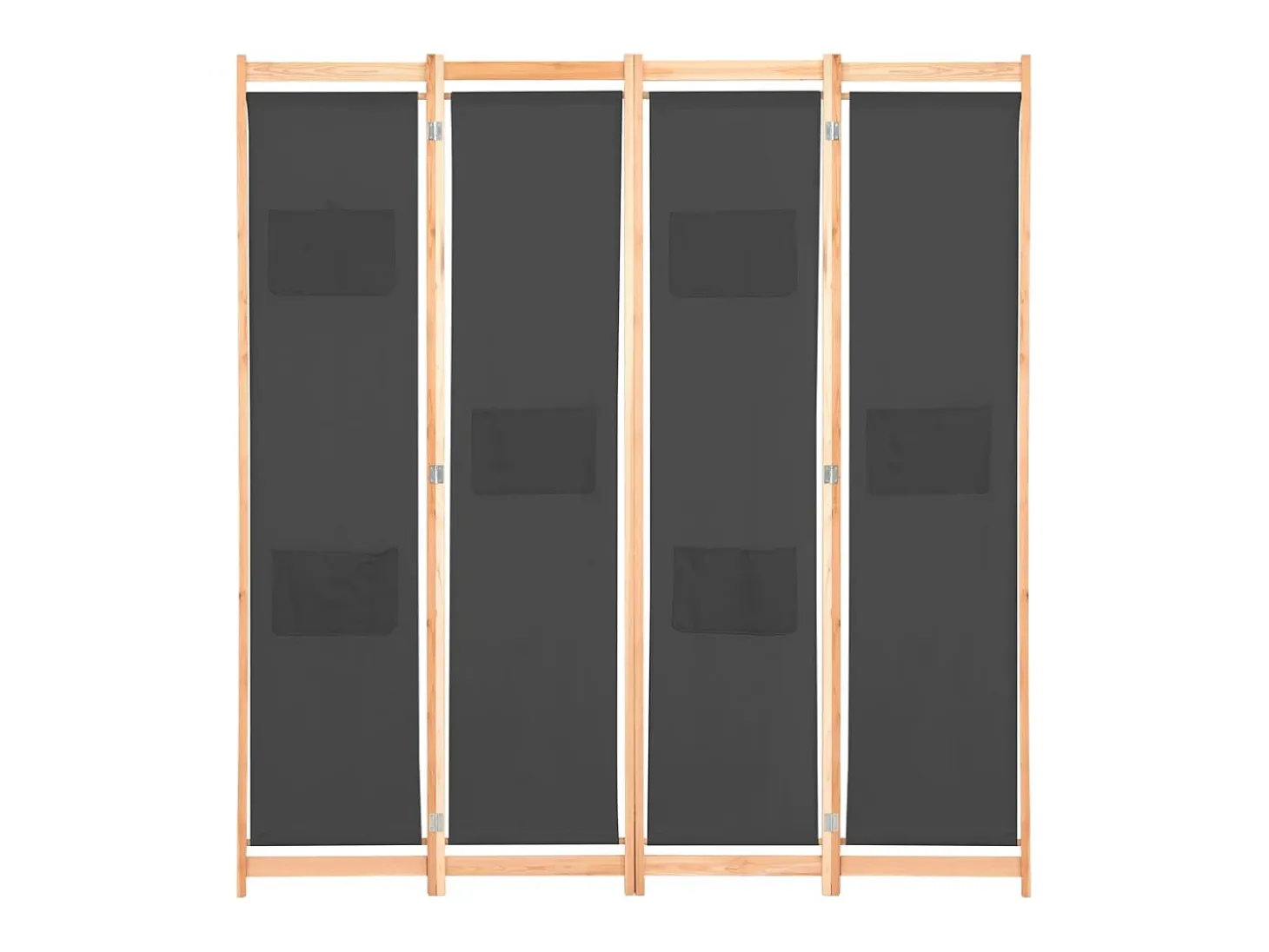 Biombo divisor de 4 paneles de tela gris 160x170x4 cm ES754646