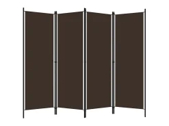 Biombo divisor de 4 paneles marrón 200x180 cm ES811719