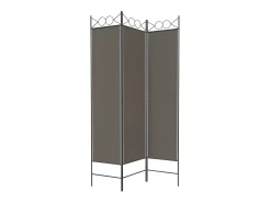 Biombo divisor de 3 paneles de tela gris antracita 120x220 cm ES913076