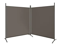 Biombo divisor de 2 paneles de tela gris antracita 348x180 cm ES674744