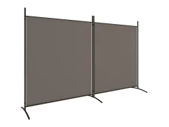 Biombo divisor de 2 paneles de tela gris antracita 348x180 cm ES674744