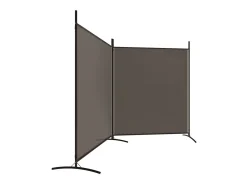 Biombo divisor de 2 paneles de tela gris antracita 348x180 cm ES674744