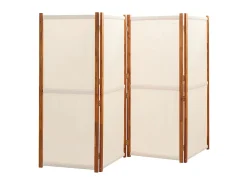 Biombo divisor de 4 paneles blanco crema 280x180 cm ES748533