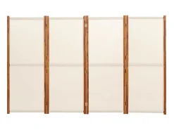 Biombo divisor de 4 paneles blanco crema 280x180 cm ES748533
