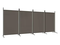 Biombo divisor de 4 paneles de tela gris antracita 346x180 cm ES275685