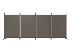 Biombo divisor de 4 paneles de tela gris antracita 346x180 cm ES275685