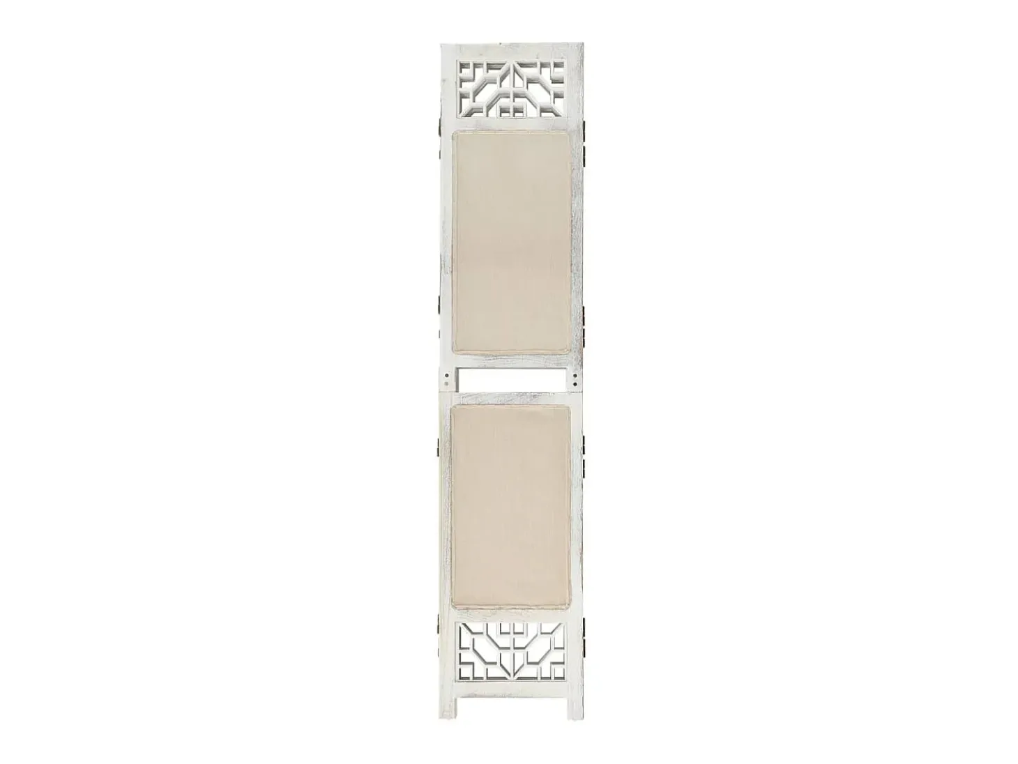 Biombo divisor de 6 paneles de tela color crema 210x165 cm ES919212
