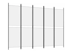 Biombo divisor de 5 paneles de tela blanco 250x180 cm ES185344