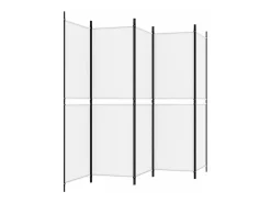 Biombo divisor de 5 paneles de tela blanco 250x180 cm ES185344