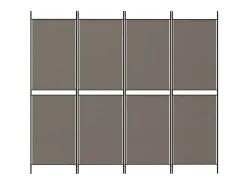 Biombo divisor de 4 paneles de tela gris antracita 200x180 cm ES924205