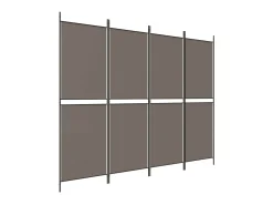 Biombo divisor de 4 paneles de tela gris antracita 200x180 cm ES924205