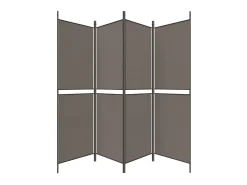 Biombo divisor de 4 paneles de tela gris antracita 200x180 cm ES924205