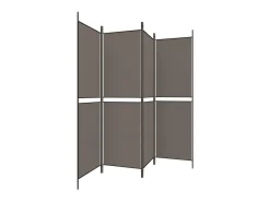 Biombo divisor de 4 paneles de tela gris antracita 200x180 cm ES924205