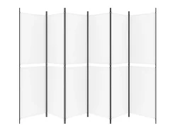 Biombo divisor de 6 paneles de tela blanco 300x200 cm ES448873