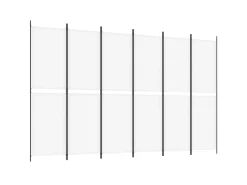 Biombo divisor de 6 paneles de tela blanco 300x200 cm ES448873