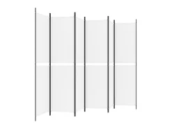 Biombo divisor de 6 paneles de tela blanco 300x200 cm ES448873