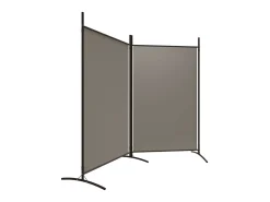Biombo divisor de 2 paneles de tela gris antracita 175x180 cm ES423676