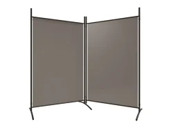 Biombo divisor de 2 paneles de tela gris antracita 175x180 cm ES423676