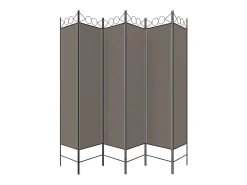 Biombo divisor de 6 paneles de tela gris antracita 240x200 cm ES131095
