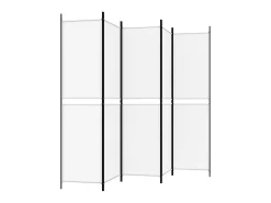Biombo divisor de 5 paneles de tela blanco 250x200 cm ES484061