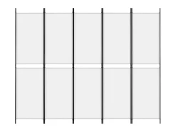 Biombo divisor de 5 paneles de tela blanco 250x200 cm ES484061